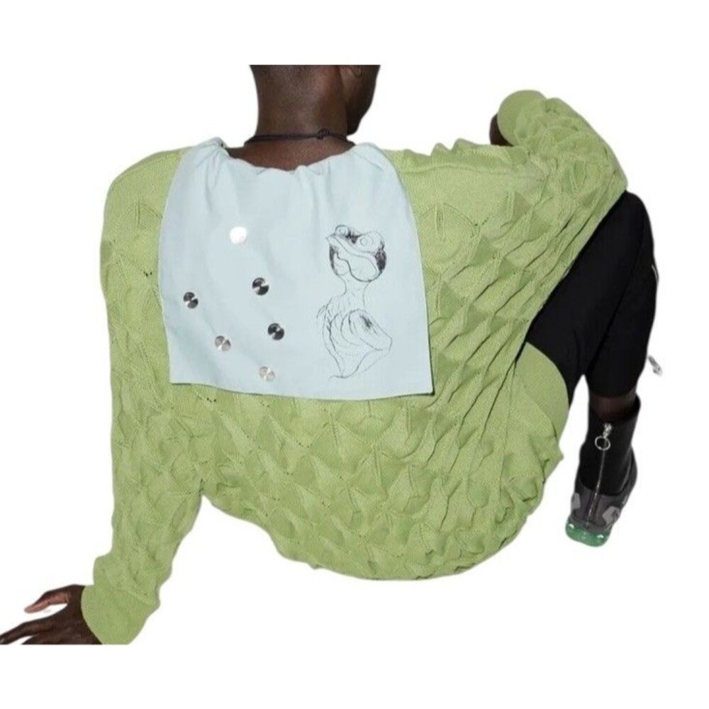 NAMACHEKO Nathan Crewneck Pistachio Green Medium Winter Knit Sweater Belgian